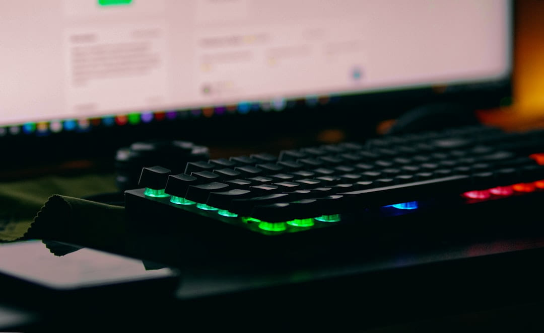 a computer keyboard sitting on top of a desk on Frame Rate Vault