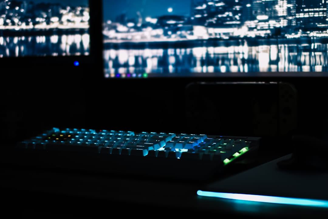black and blue computer keyboard on Frame Rate Vault